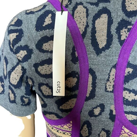 Cut25 by Yigal Azrouel Animal Print bodycon wool dress  XS NWT - Picture 13 of 13